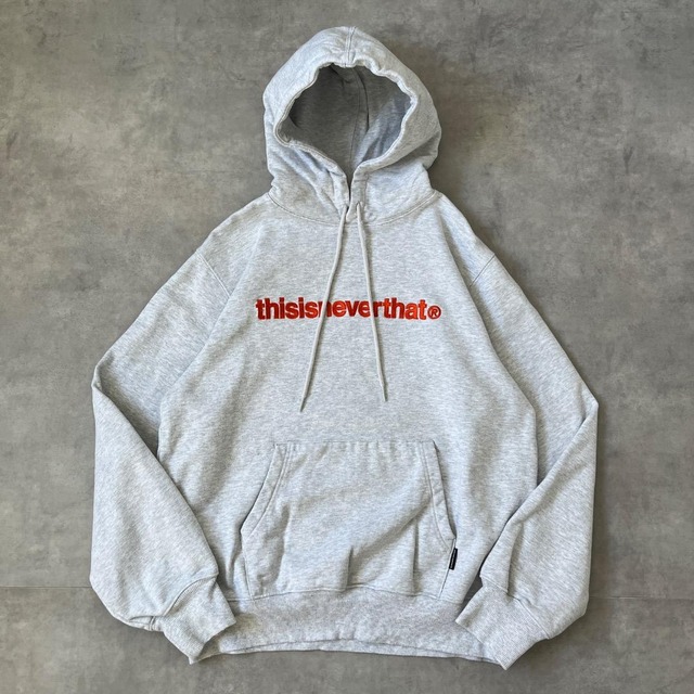 ディスイズネバーザット ネバザ パーカー 古着 ロゴ 刺繍 グレー 17961