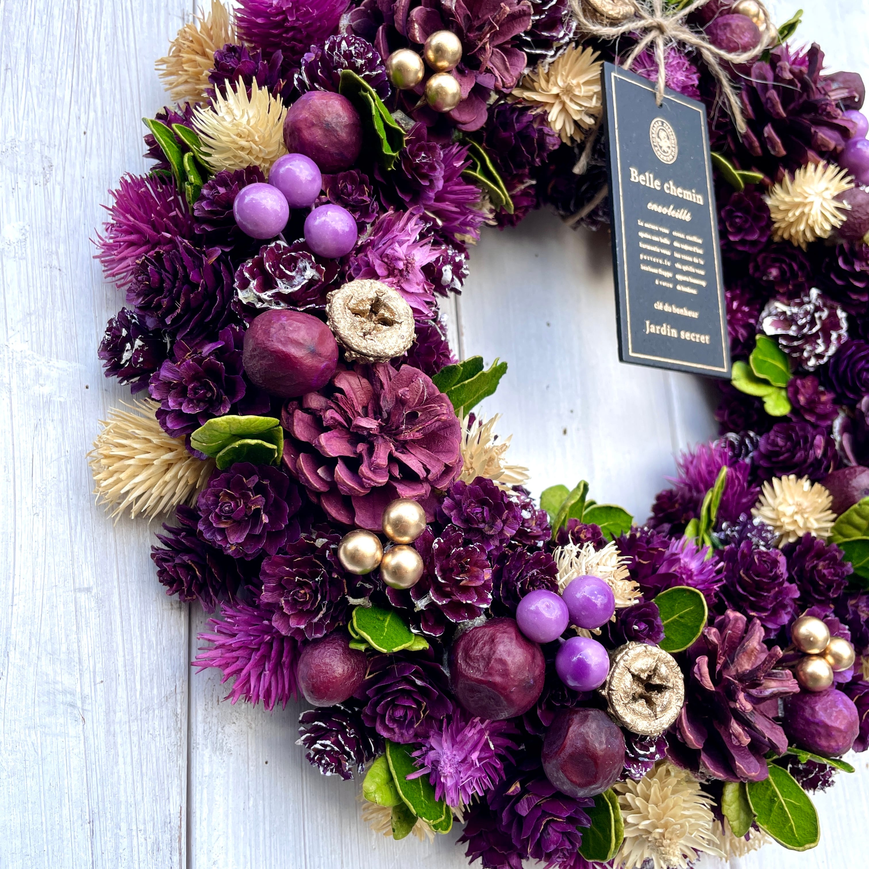 フラワーリース♪紫色系薔薇、トルコキキョウ　造花ハンドメイド