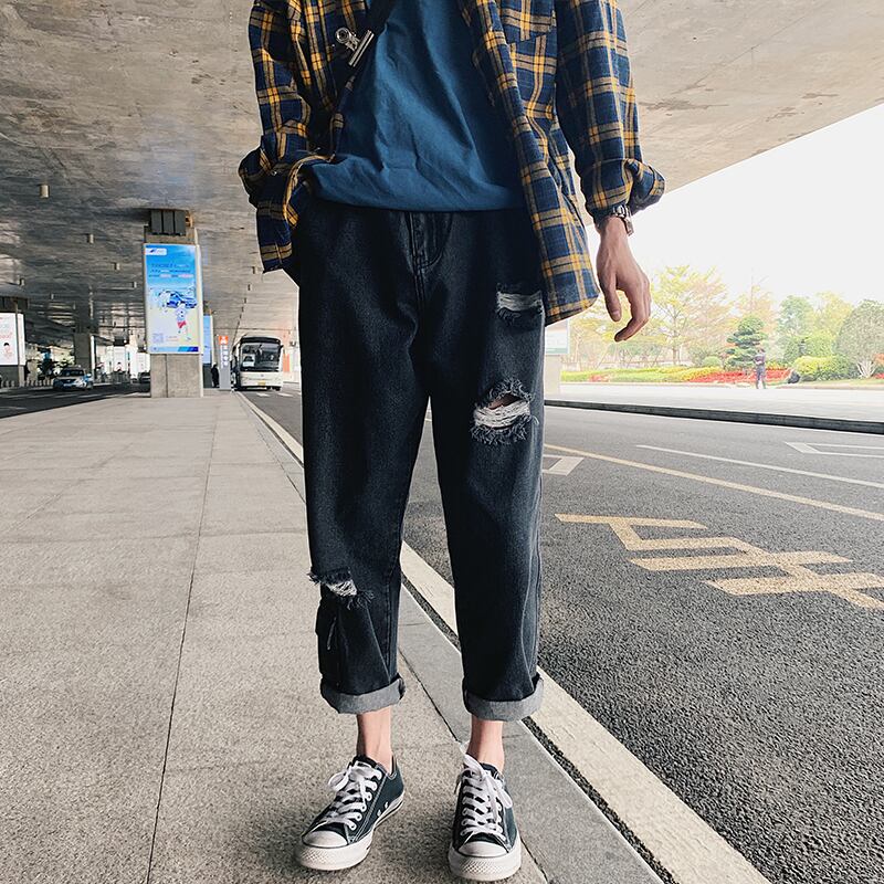 全2色 デニム パンツ ストレート カジュアル 無地 おしゃれ