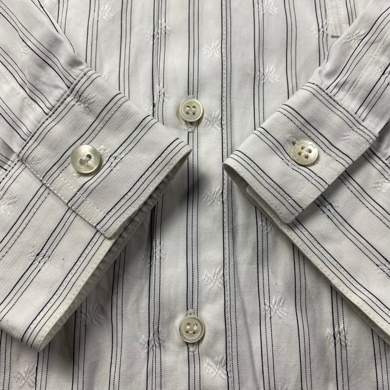 GIANNI VERSACE botanical embroidery stripe shirt