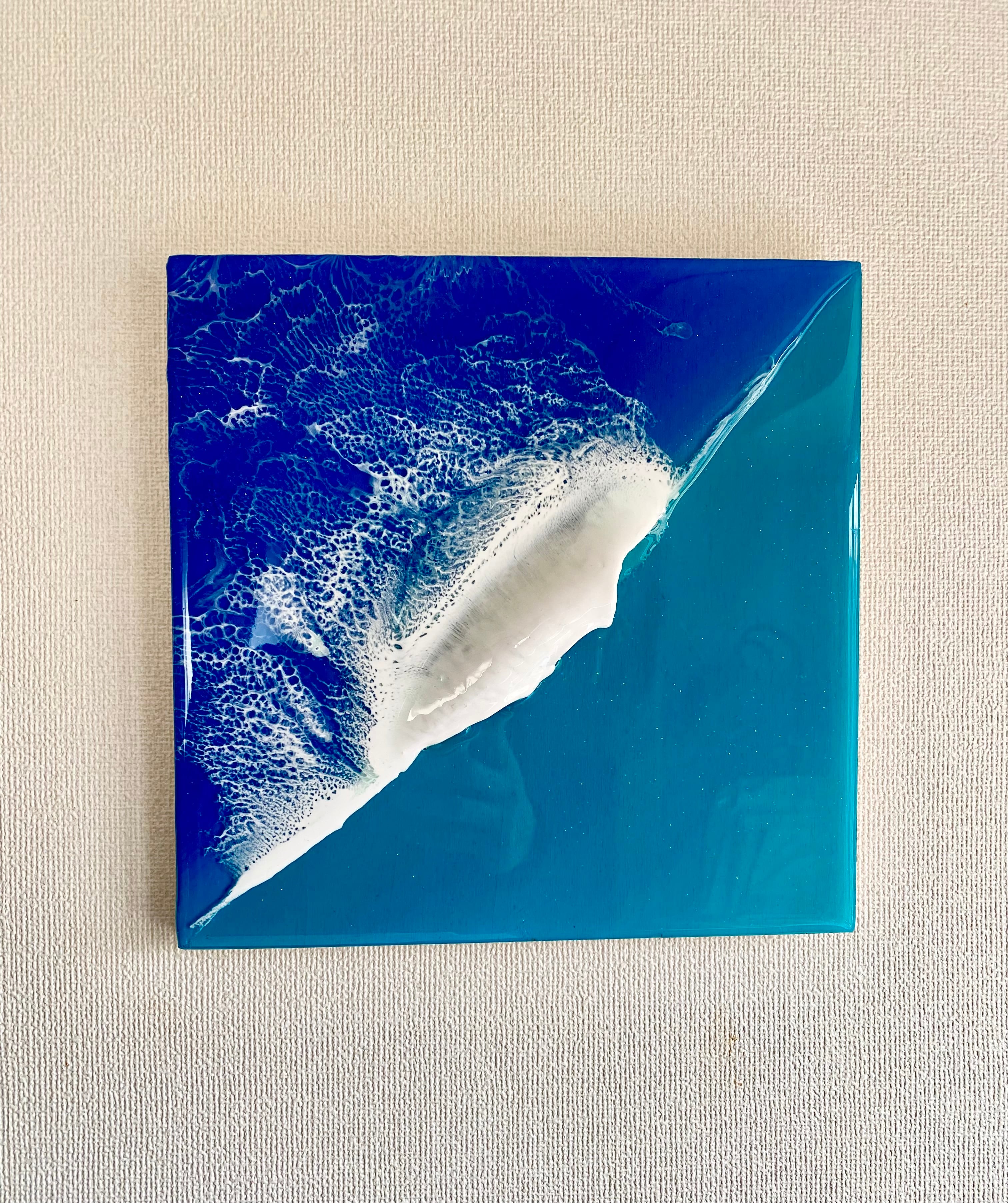オーシャンレジンアートパネル『立体波』試作品 | Shine the Blue
