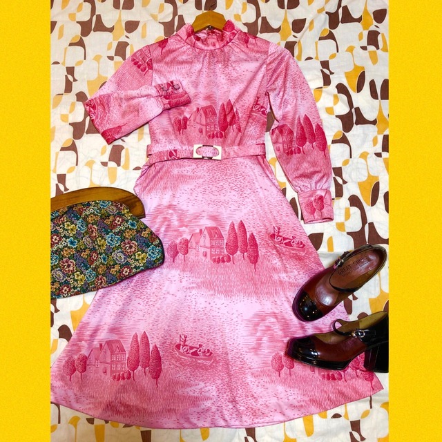 昭和レトロ ヴィンテージワンピース 80年代 お花柄ワンピース 古着屋プチコション