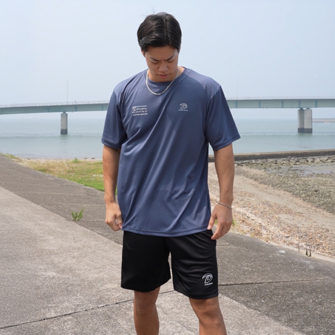 ドライTシャツ #1 【グレイッシュブルー】《XS-4XL》