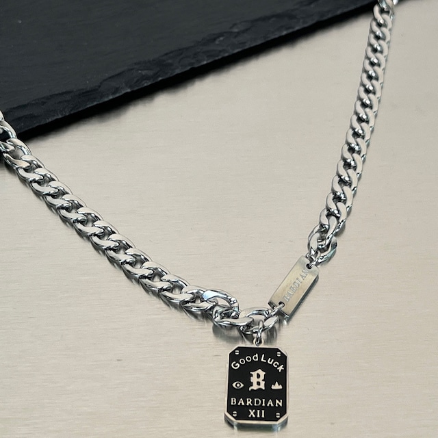 ゴシック チェーンネックレス プレートチャーム シルバー パンクストリートアクセサリー