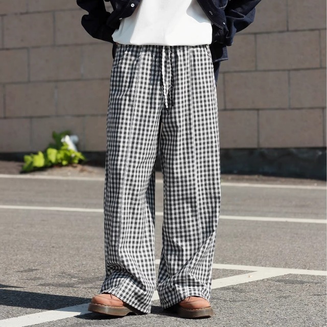 チェックドローストリングイージーパンツ 1col   R01937