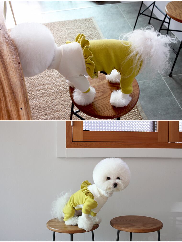 【SALE】斜線フリルオールインワン S ~ XL 2color  /  犬服 新作 オールインワン つなぎ ドッグウェア 小型犬 中型犬