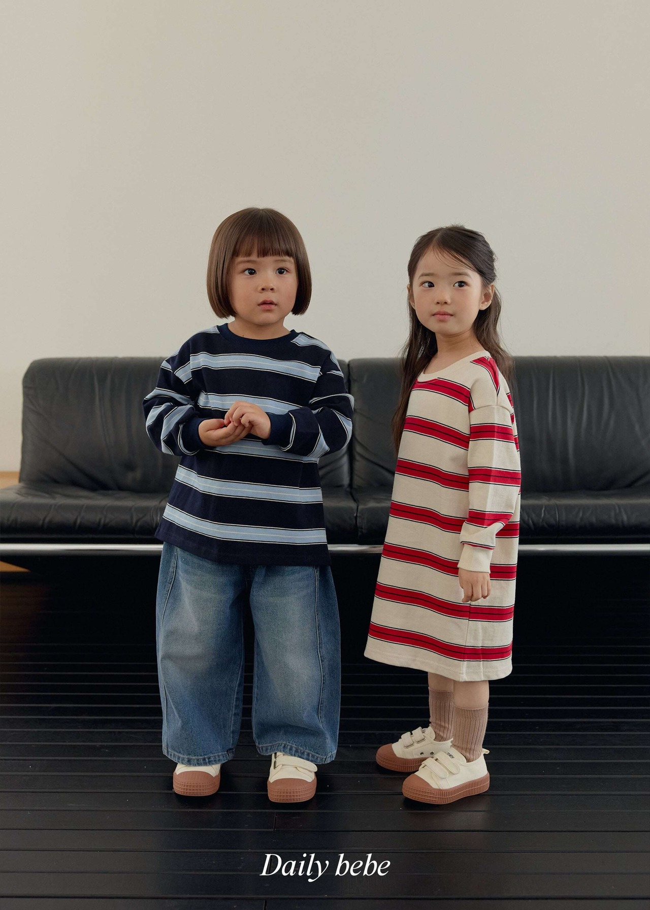 【取寄】Dailybebe You＆I ストライプワンピース｜秋服｜韓国子供服｜26/AT