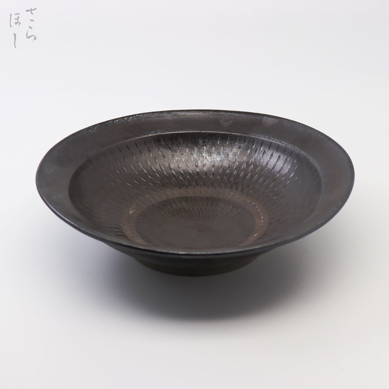 小鹿田焼 小袋窯 8寸皿 飛びかんな 白 幅約23.5cm 大皿 陶器 和食器 民