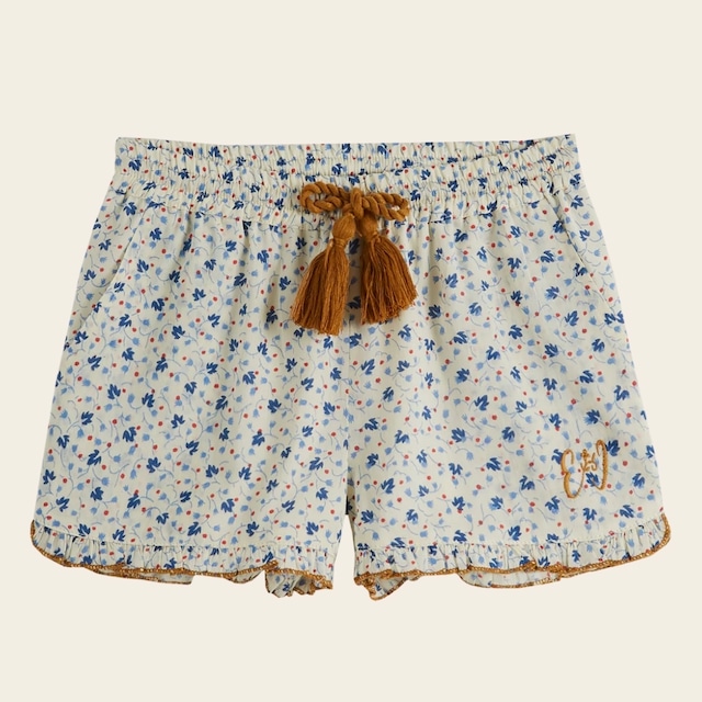 emile et ida/LILY OF THE VALLEY BLUE FLOWER SHORTS