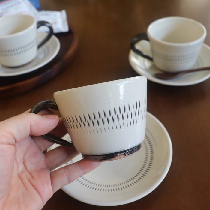 小石原焼 蔵人窯 カップ＆ソーサー 二本飛び鉋 Koishiwara-yaki Cup