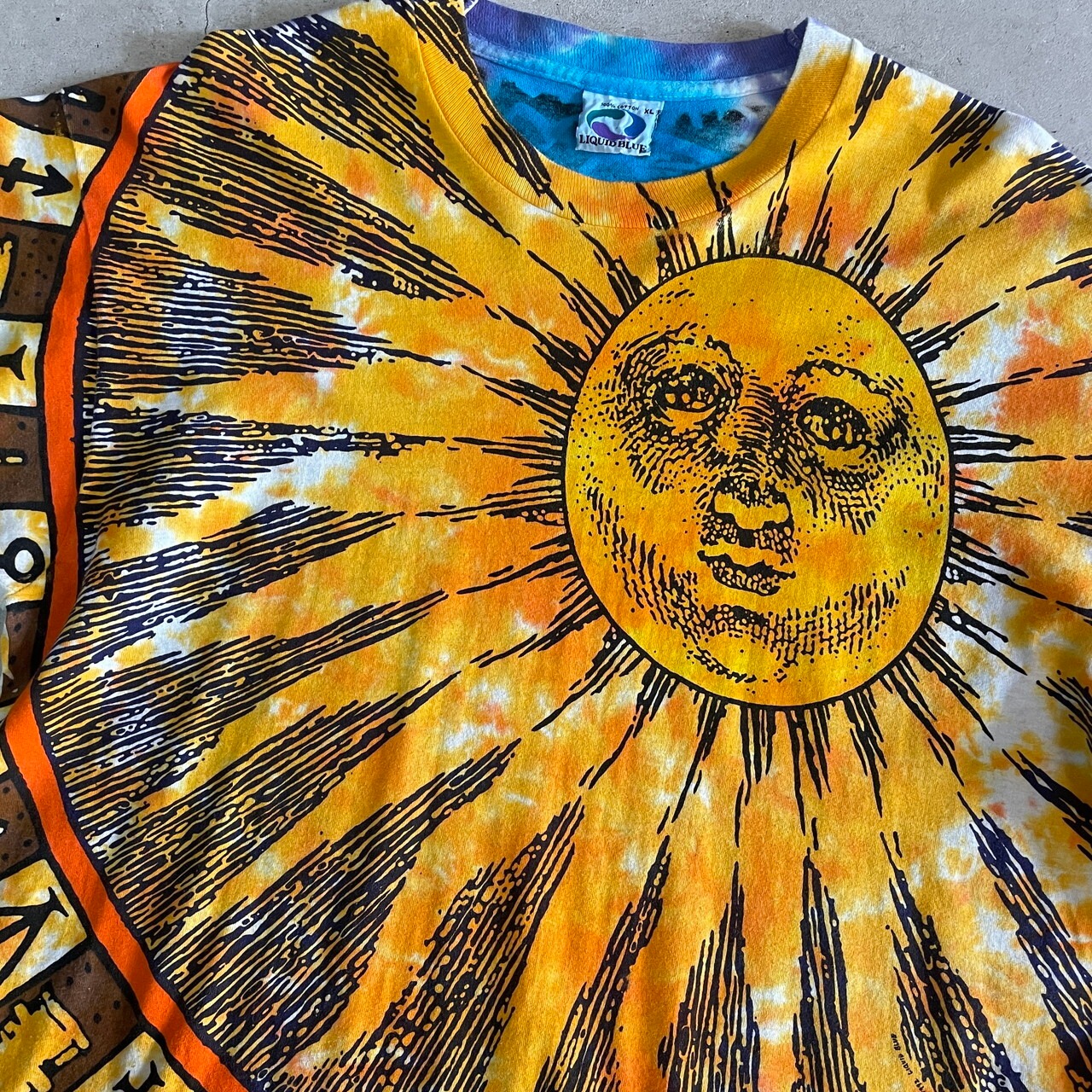 90年代 LIQUID BLUE SUN&MOON アート オールオーバープリント Tシャツ 