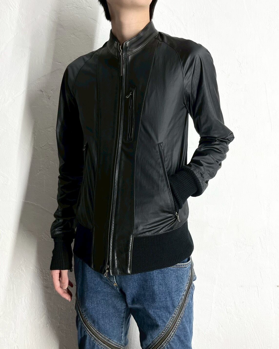 The Viridi-anne Leather×Nylon Switching Jacket | VOLAR