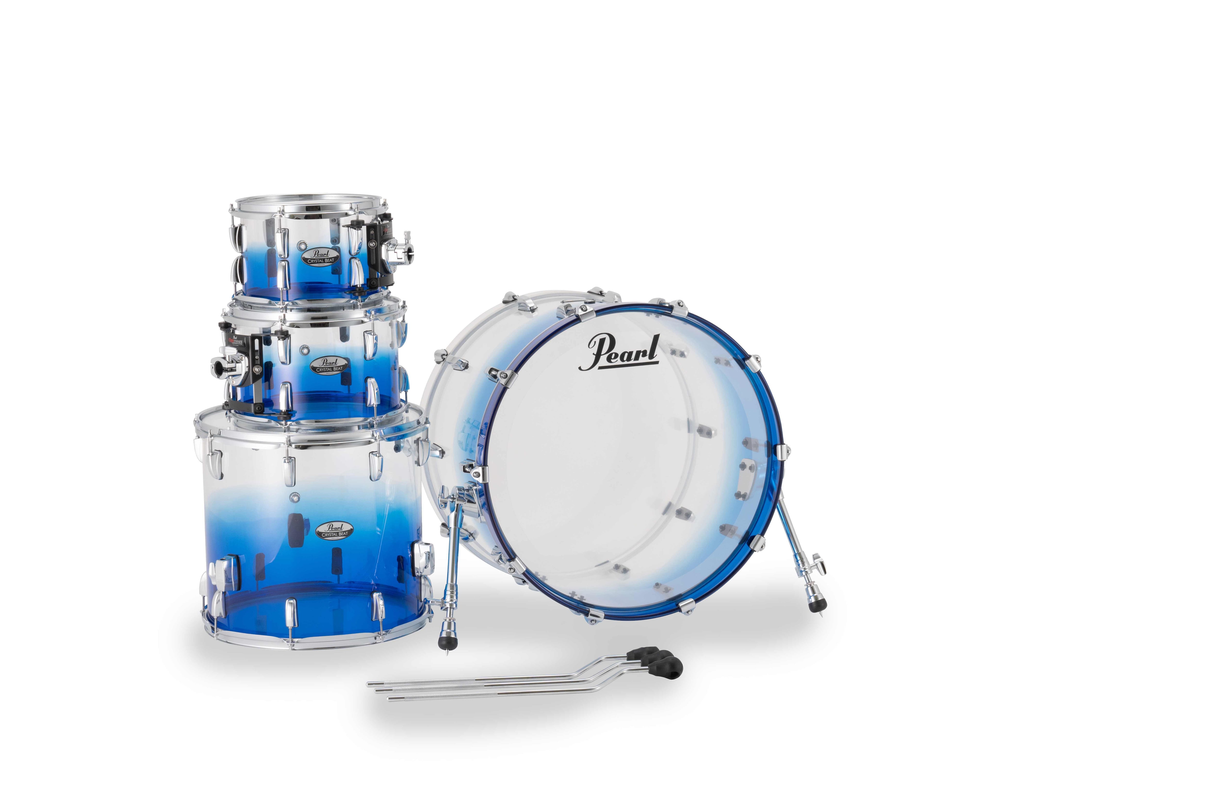 ④ 函館・北斗市近郊 直接取引限定 Pearl CRYSTAL BEAT ドラムセット アクリルドラム 打楽器 限定] Pearl CRYSTAL BEAT 4PC DRUMSET 22BD 10T 12T 16FT シェル