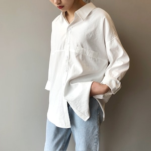 オーバーサイズロングシャツパッチポケット付き A00154