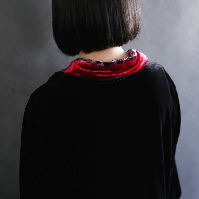 multi fabric switching design velour jacket