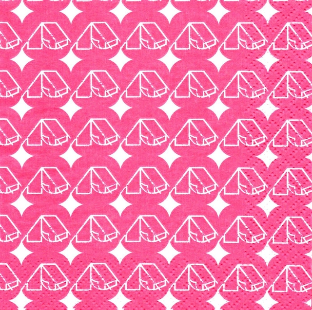 北欧【Ivana Helsinki】バラ売り1枚 カクテルサイズ ペーパーナプキン CAMPING ピンク フィンランド製
