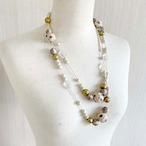 ネックレス　ロングネックレス　軽い素材　白×ゴールド 12accz7-5