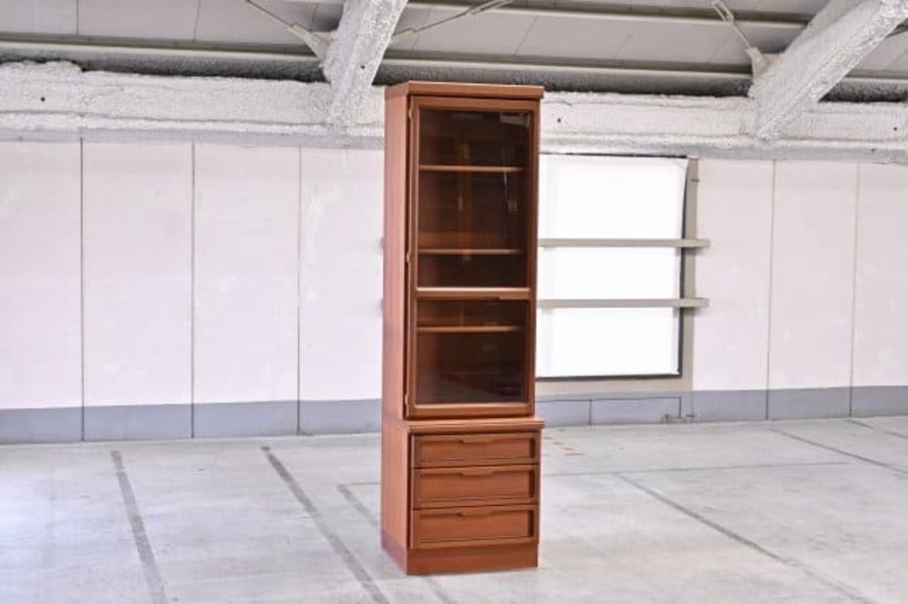 国産ビンテージ チーク材 キャビネット 食器棚 カップボード 本棚 ブックシェルフ 棚 収納 北欧スタイル【中古家具/中古インテリア/USED家具ユーズド家具/リサイクル】