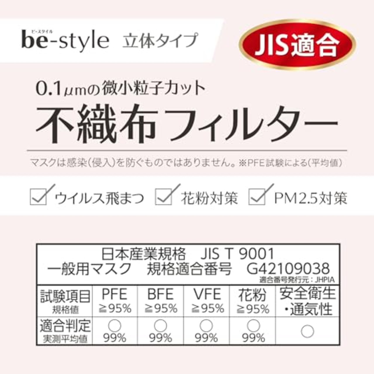 ビースタイル 立体タイプ アッシュピンク×グレー 20枚入 マスク 女性用 小顔 おしゃれ 不織布 息がしやすい 耳が痛くならない 花粉対策 ウイルス対策