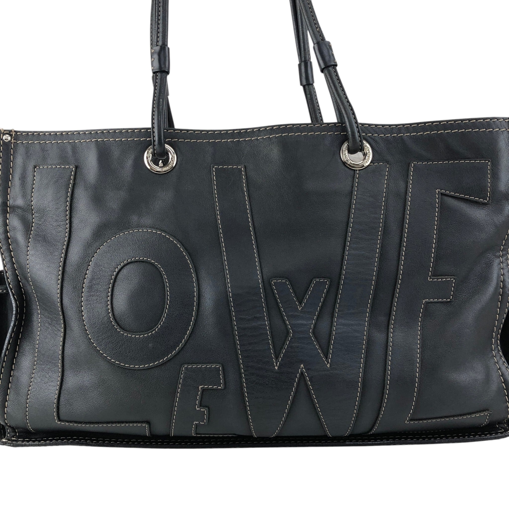 LOEWE ロエベ ハンドバッグ ブラック アナグラム レザー トートバッグ