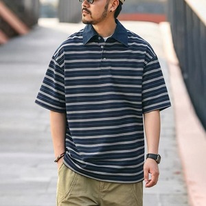 Denim collar border polo shirt 1434