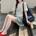 【2点セット】ドッグプリントTシャツ＋フレアミニスカート ・77878