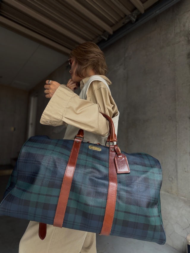 （AC1127）Polo Ralph Lauren blackwatch plaid boston bag