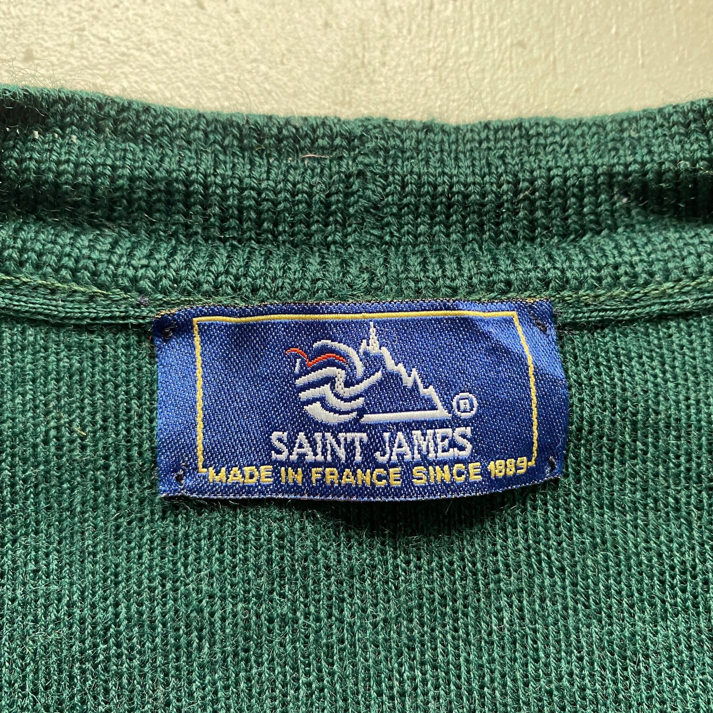 80年代〜90年代 フランス製 SAINT JAMES セントジェームス 金ボタン ウールニットカーディガン メンズL相当 古着 グリーン 緑色  80s 90s ヴィンテージ ビンテージ【ニットセーター】 | cave 古着屋【公式】古着通販サイト