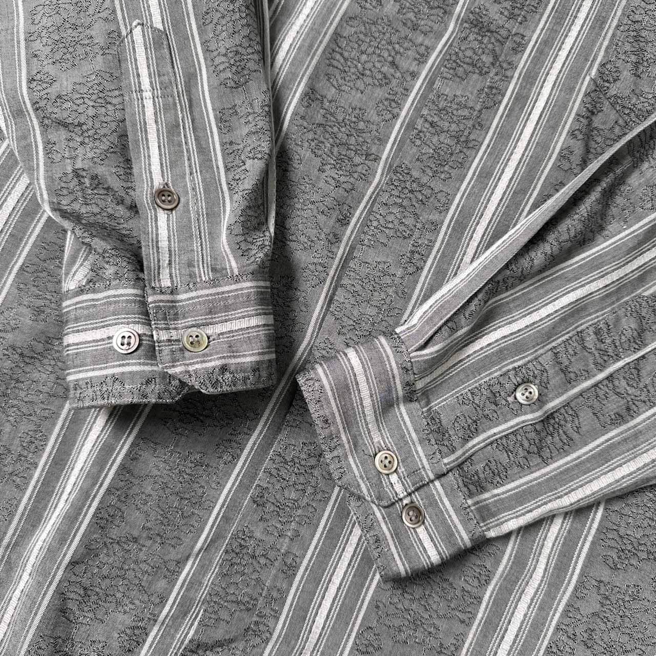 90s Modigliani UOMO COORDWEAR モディリアーニ ストライプ レーヨン 長袖シャツ/グレー系 メンズビンテージ