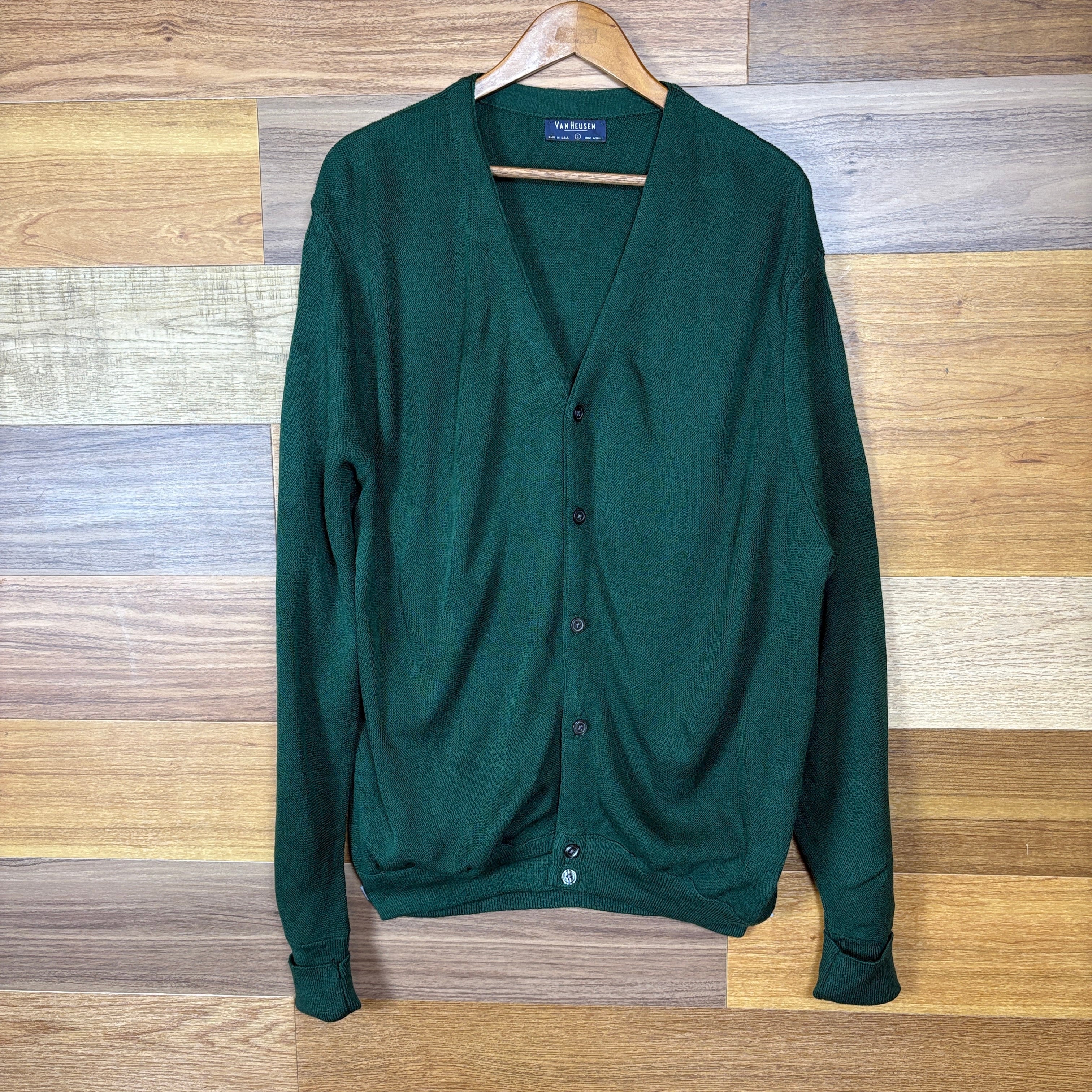 USA製 80s VAN HEUSEN ヴァンヒューセン アクリル ニット カーディガン