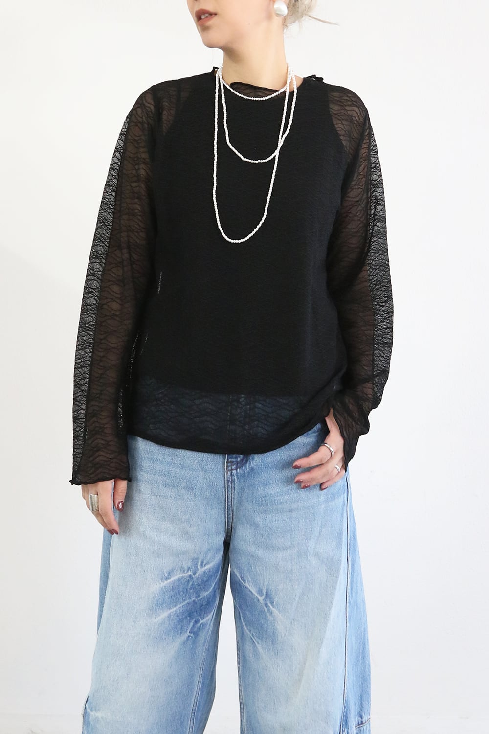 シアーロングスリーブトップ / SHEER LONG SLEEVE TOP(25P32000K)