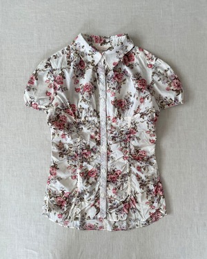 shirring floral shirt