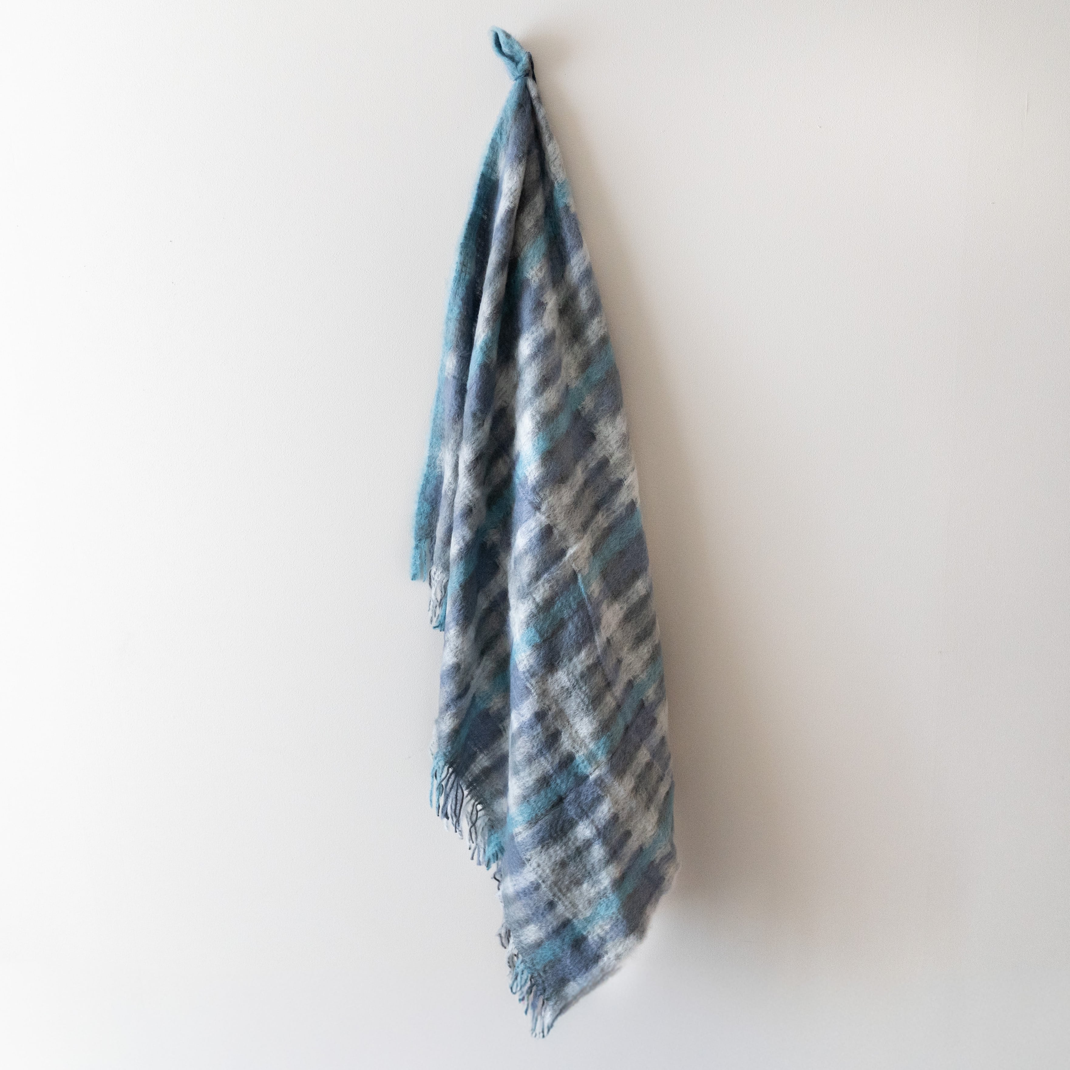 MANTAS EZCARAY / モヘア ブランケット 130cm×200cm "Gray×Blue”
