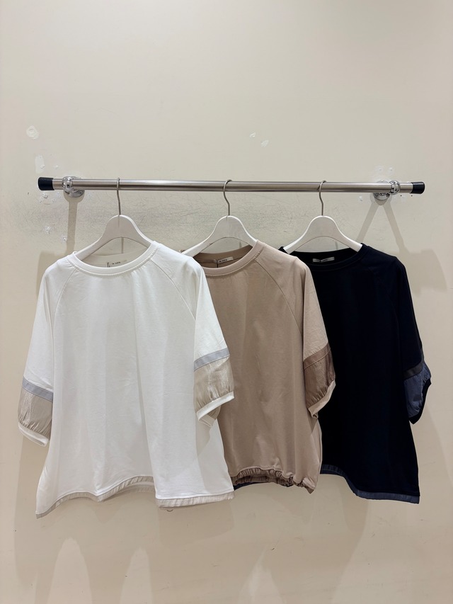 接触冷感天竺×ラメ布帛ラグランTEE 6644652/le colis
