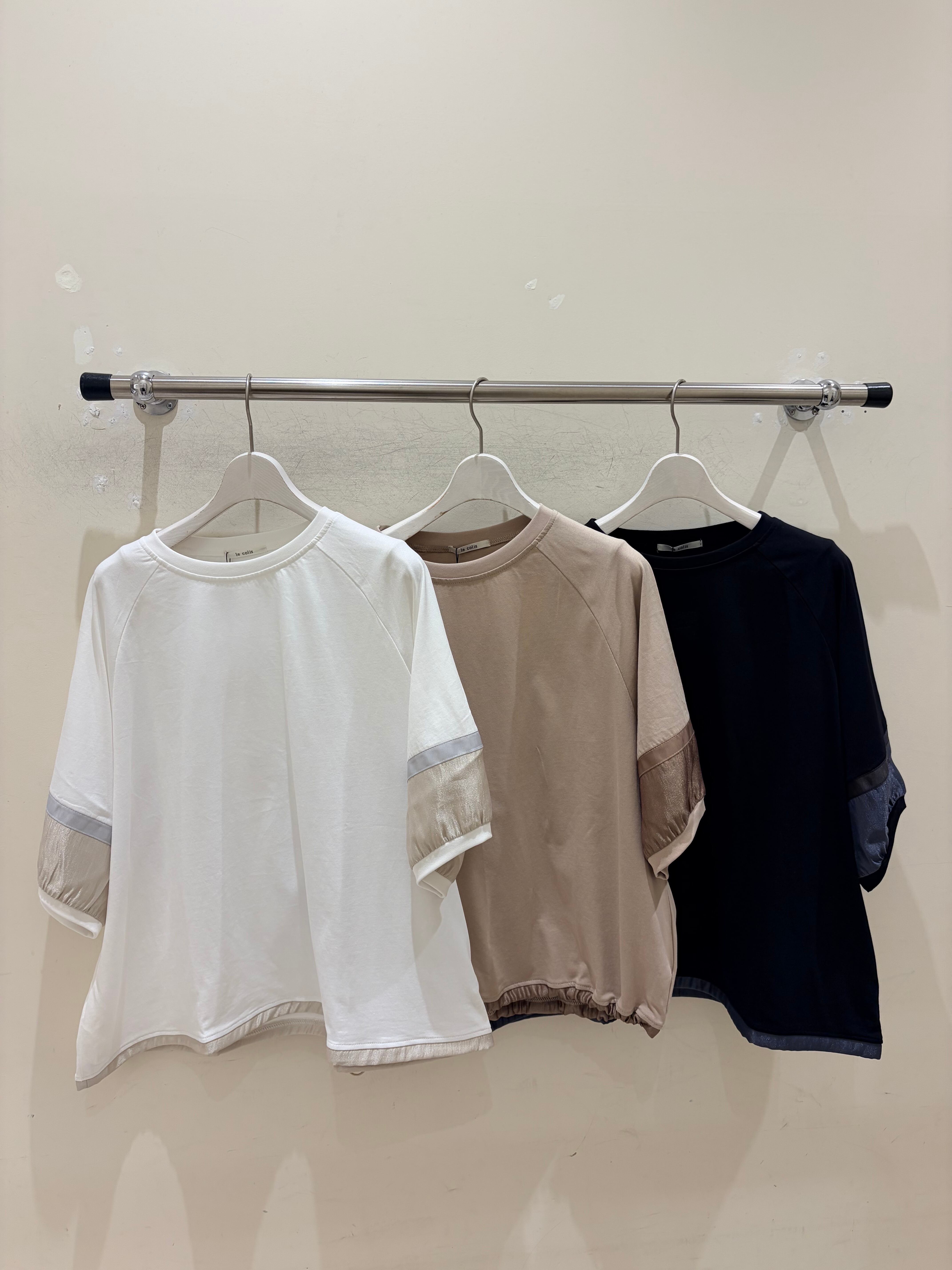 接触冷感天竺×ラメ布帛ラグランTEE 6644652/le colis