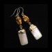 Tiger beads & rectangle pearl drop earrings
