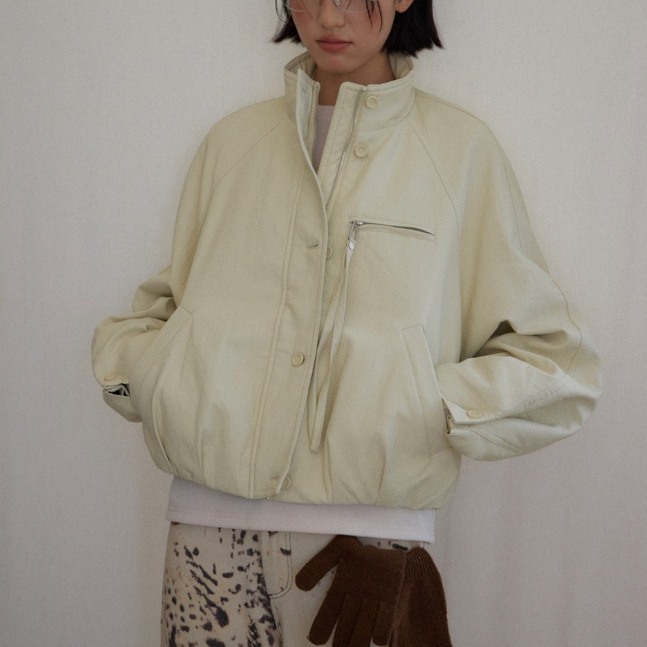 Button front cropped jacket T4020