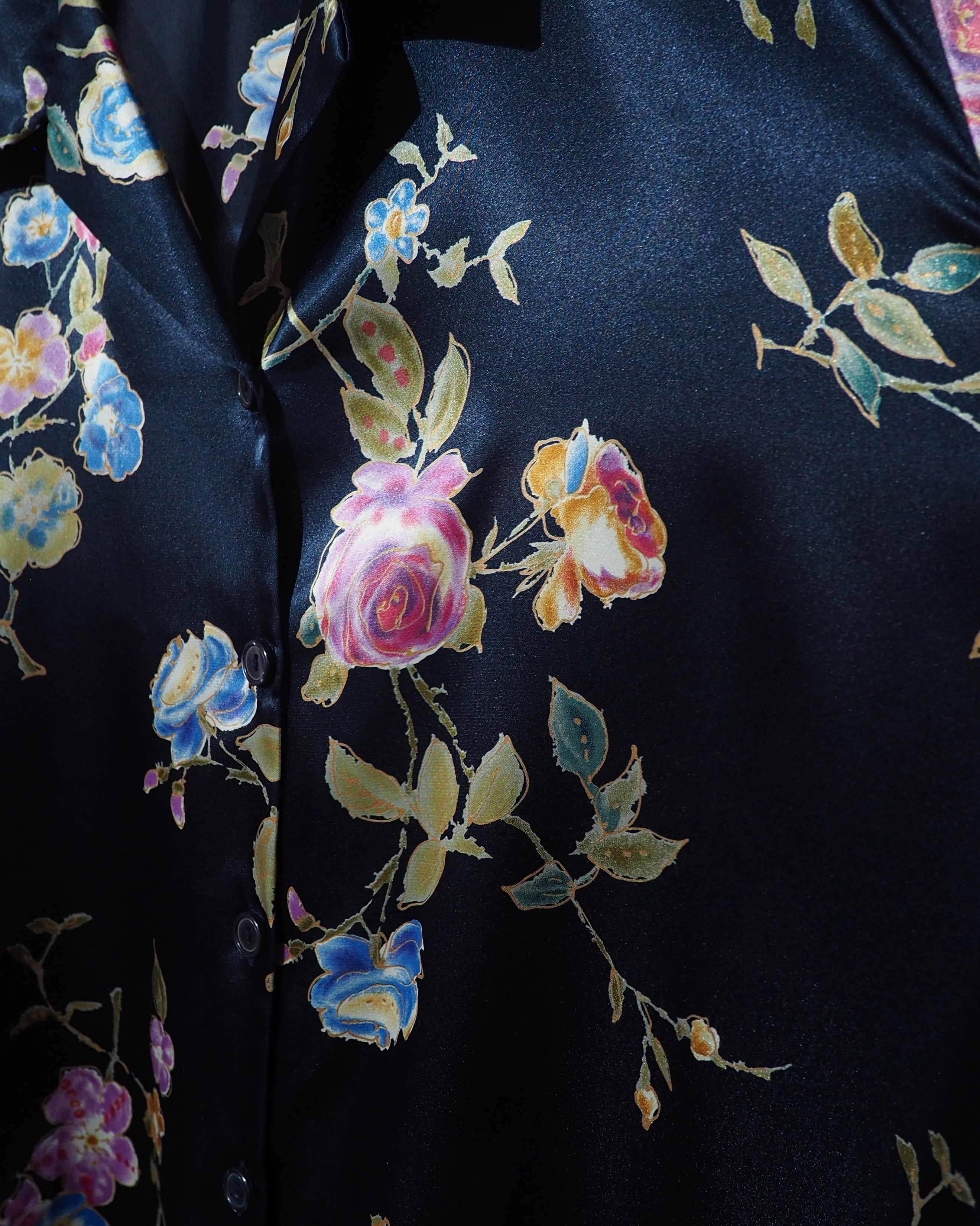 Beautiful Luxury Flower printed Drape loose Open collar Shirt