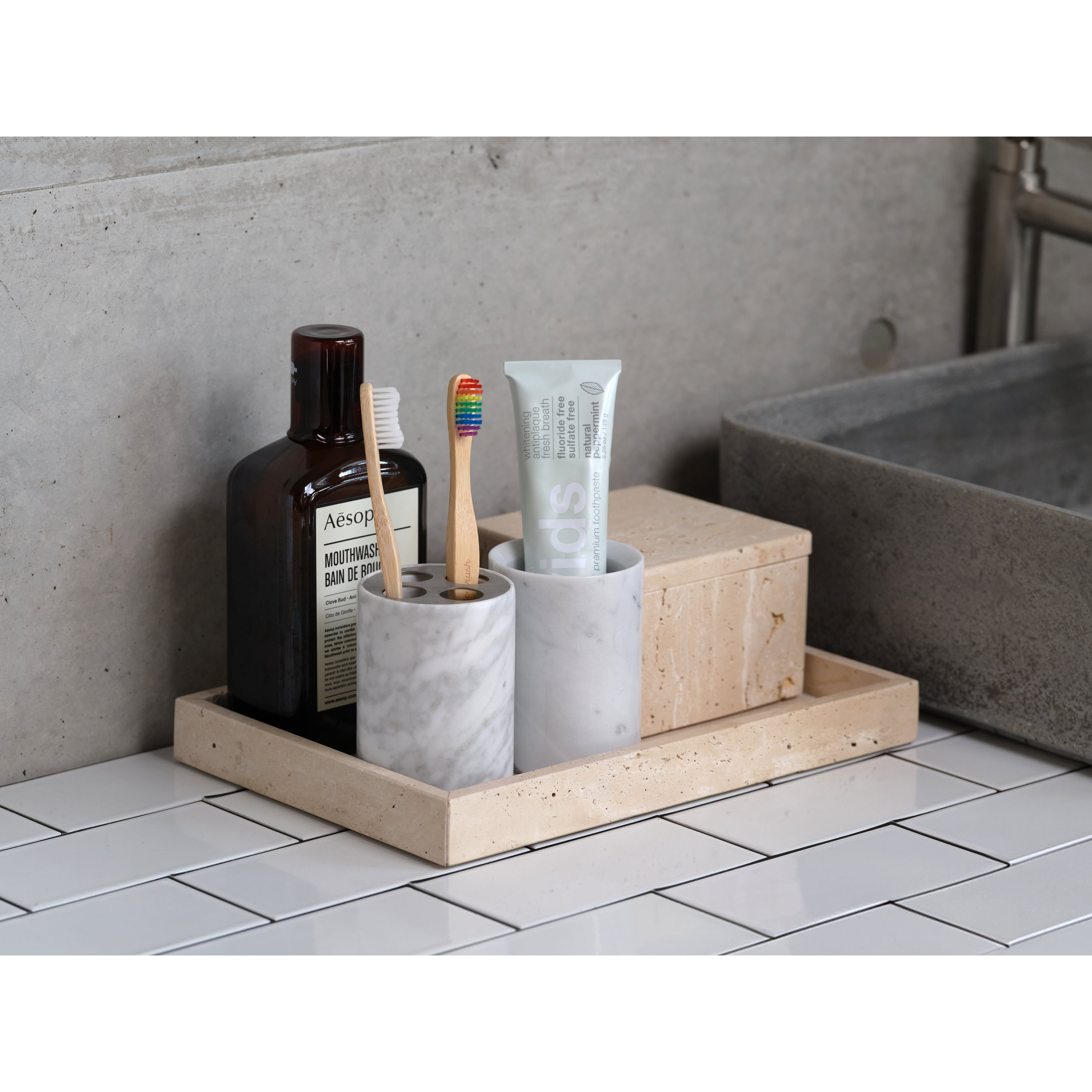 MARBLE TRAY - Roman Travertine × Large | TOME HOME