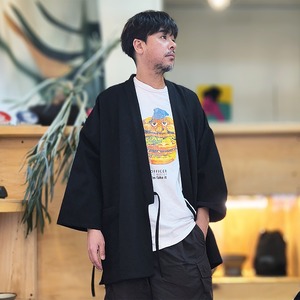 【 THE SAME A DENIM BLACK 】 作務衣  コットン100% ライトジャケット カーディガン アウター ストリート アメカジ メンズ ユニセックス アウトドア  おしゃれ【fm-sameA-DNMblk】