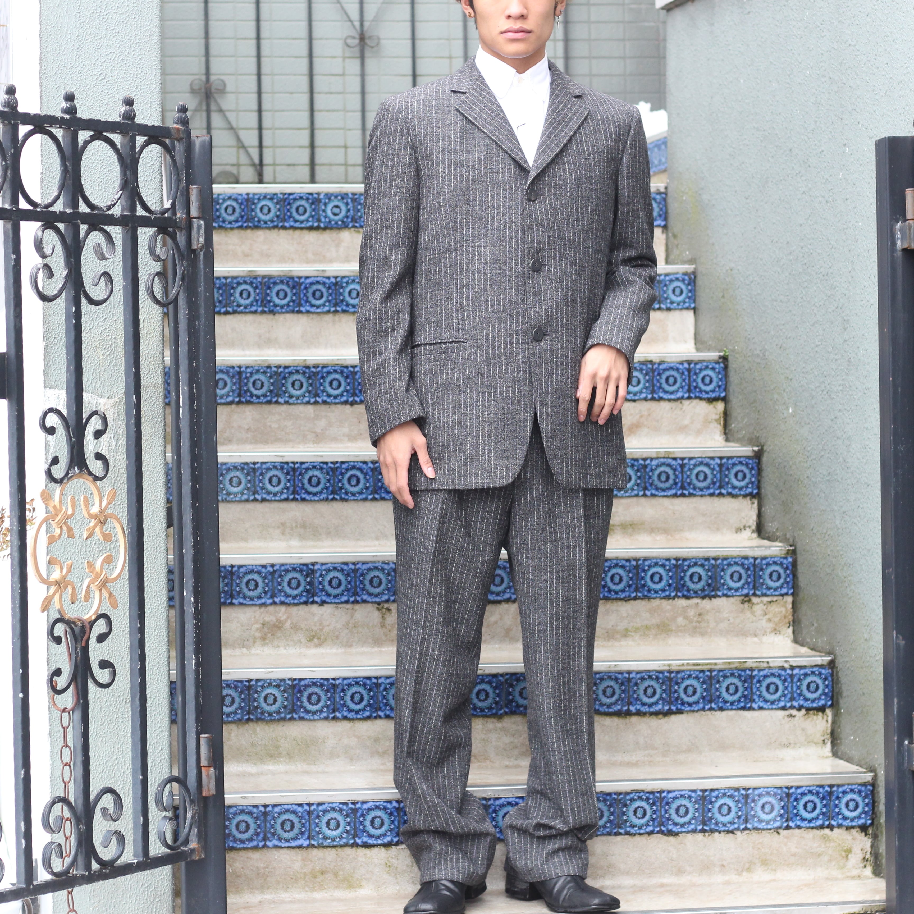 VERSACE CLASSIC WOOL STRIPE PATTERNED WOOL SET UP SUIT