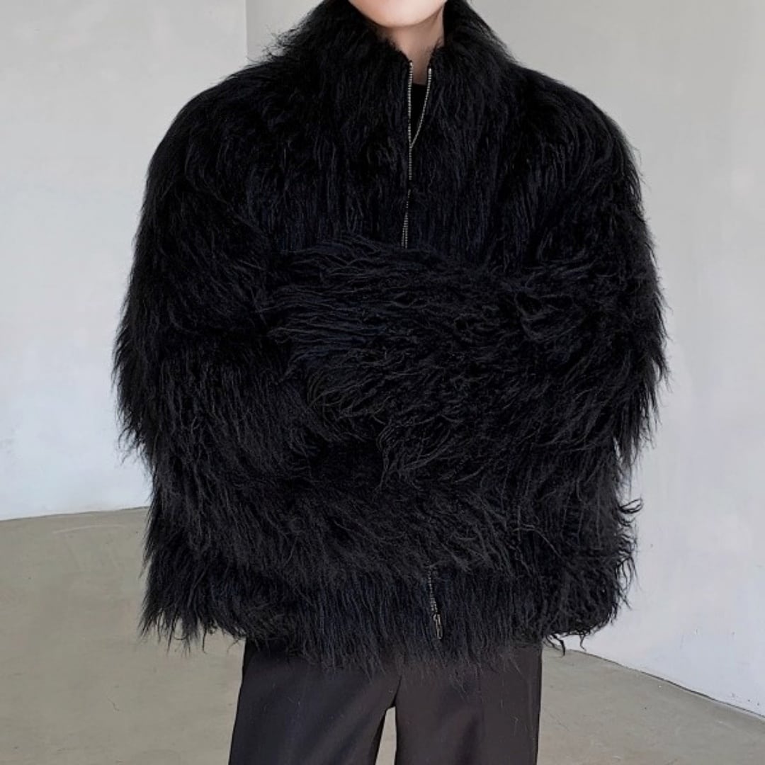 ボリュームシャギーファー スタンドカラージップブルゾン 2カラー D12103