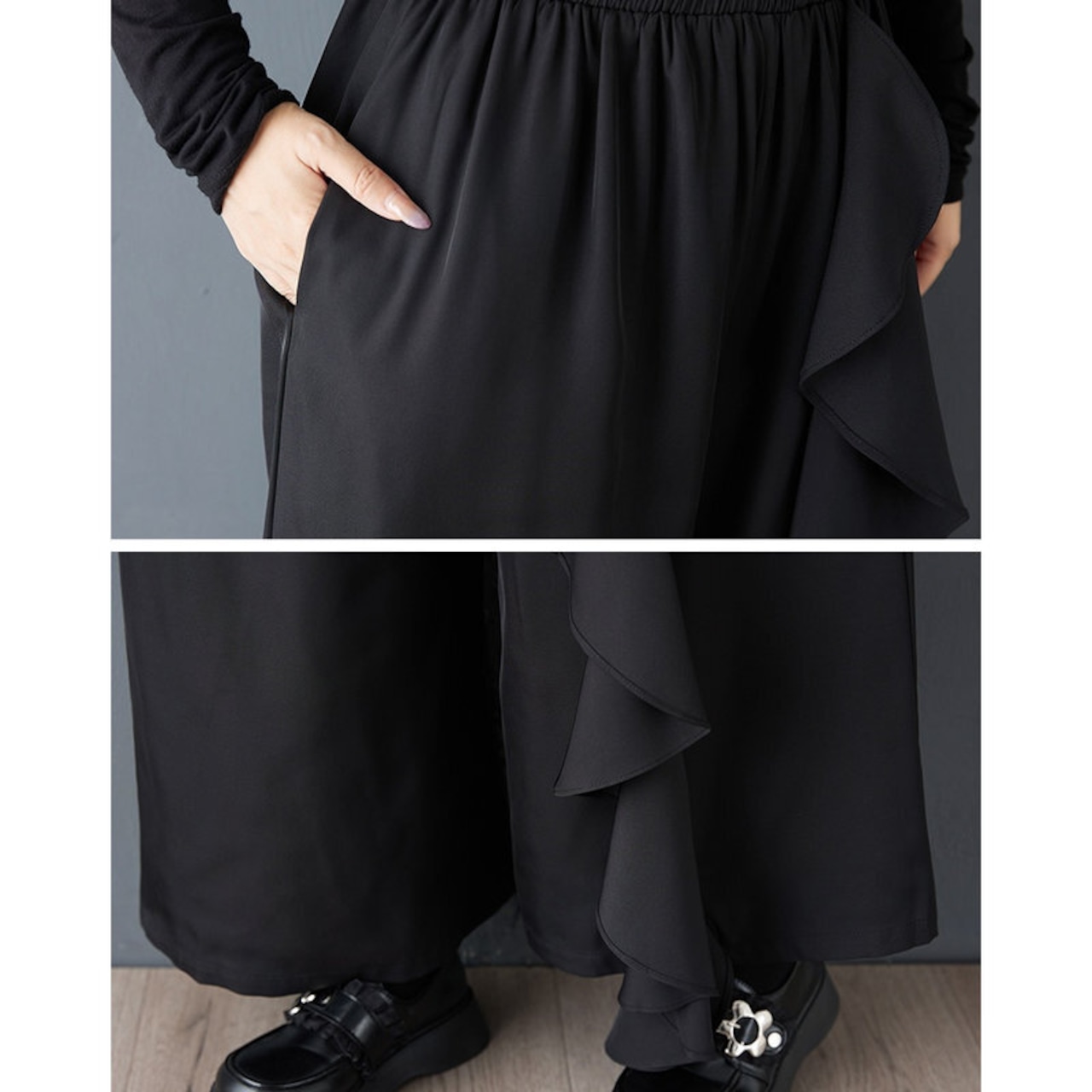アシンメトリー フリル モードパンツ  00297