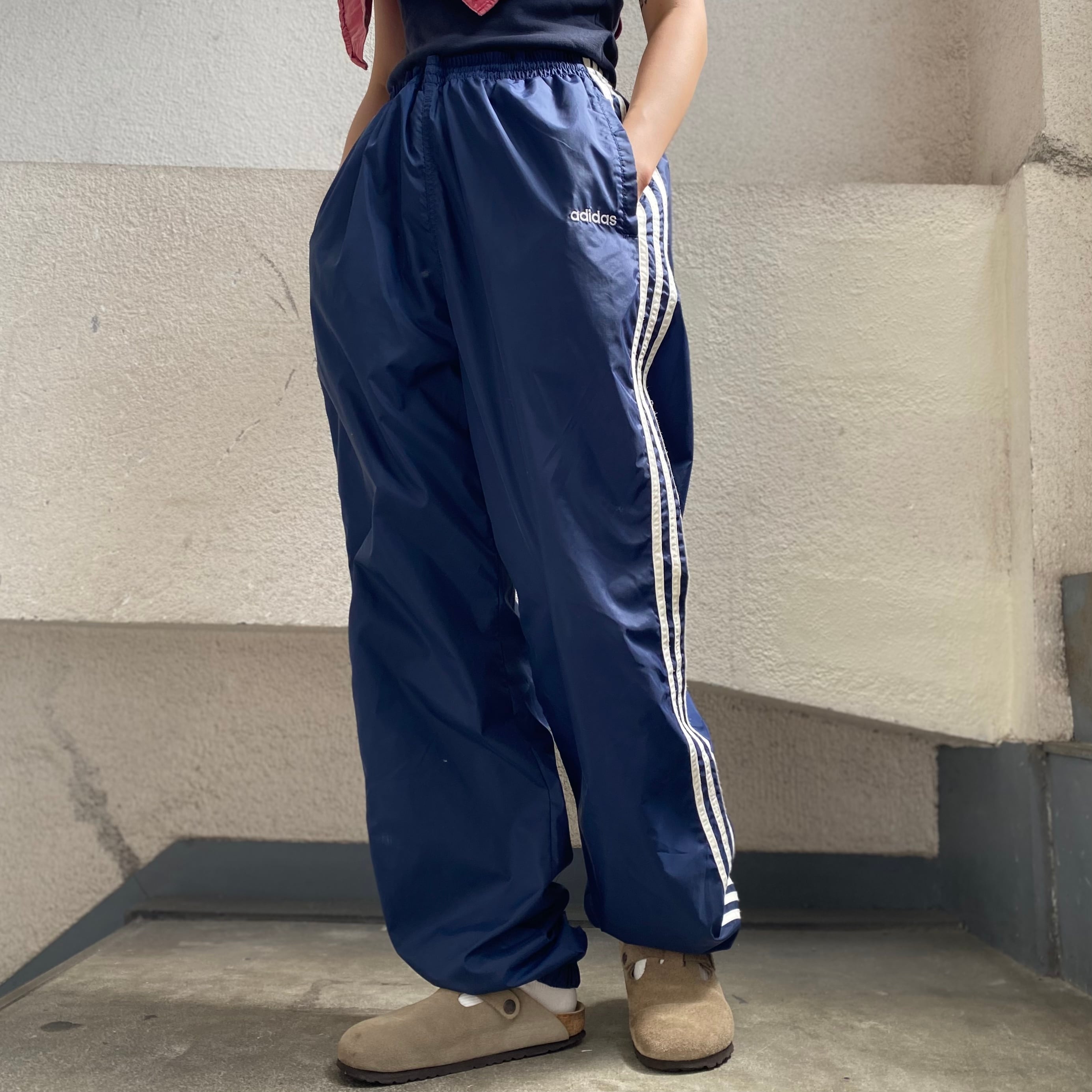 ◎【XL相当】90's adidas ナイロンパンツ　アディダス　ネイビー