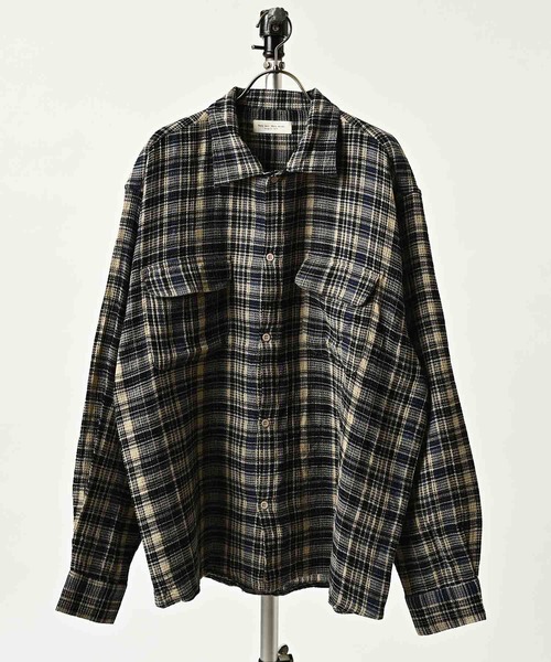 many men many mind Waffle Check Work Shirt (BLU) M2625000