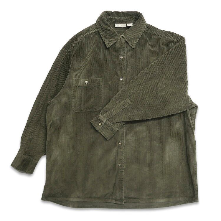 古着 relativity 太畝 コーデュロイシャツ 長袖シャツ グリーン系 表記