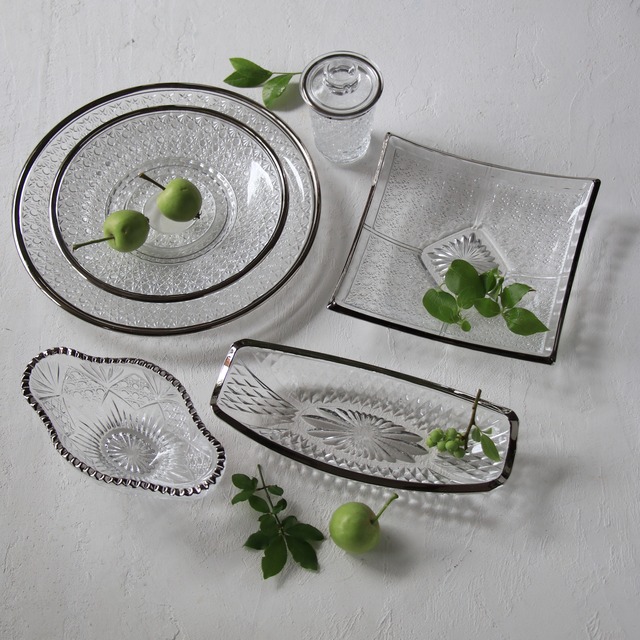 籠目　プラチナ付ガラス215皿　