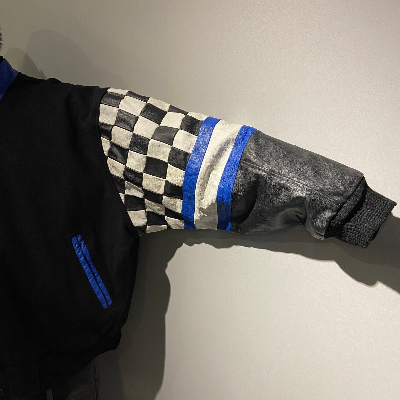ビッグサイズ 90年代 袖レザー ウールスタジャン メンズ2XL 古着 