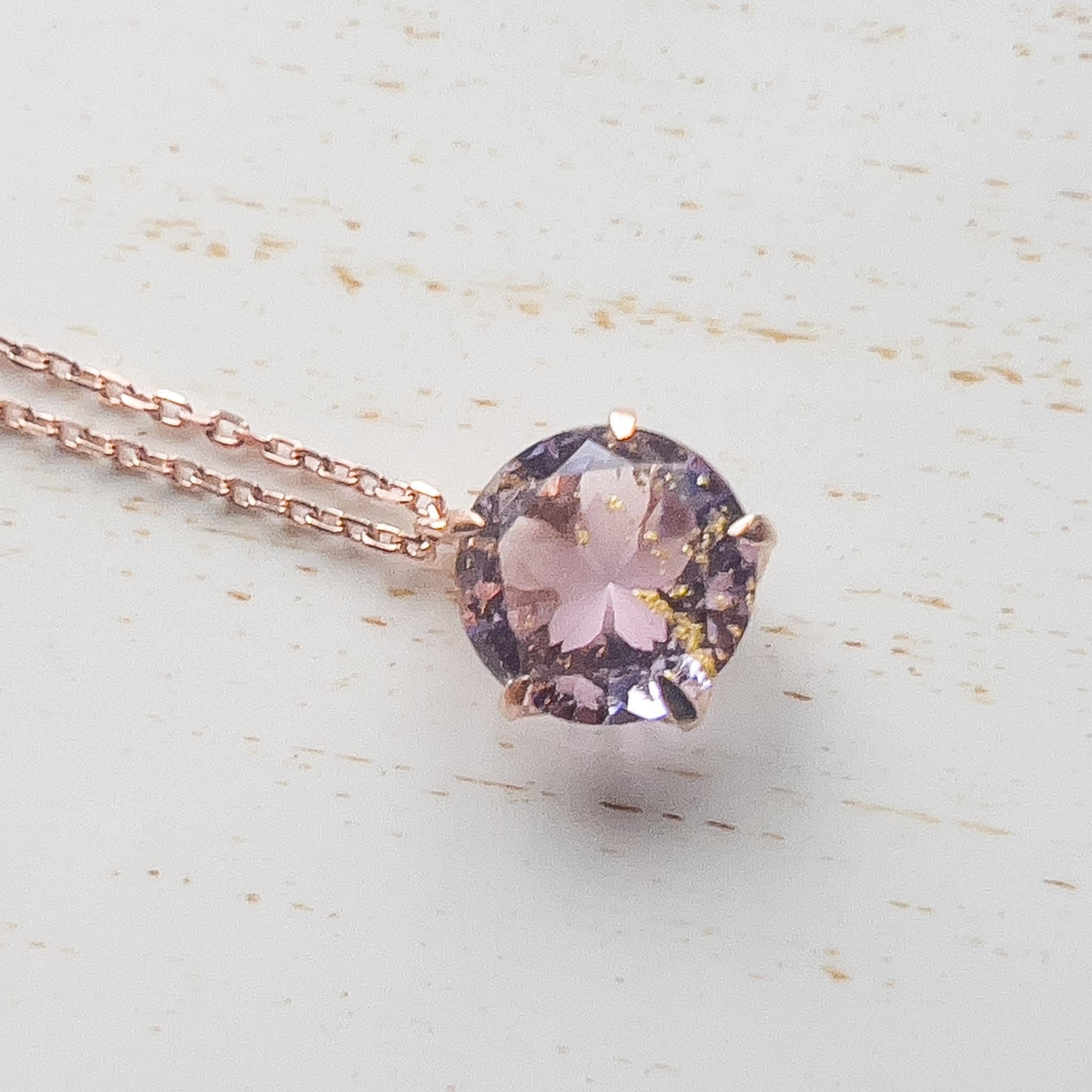 受注生産品】さくらインカット8mm ネックレス 桜ピンク【硝子の宝石