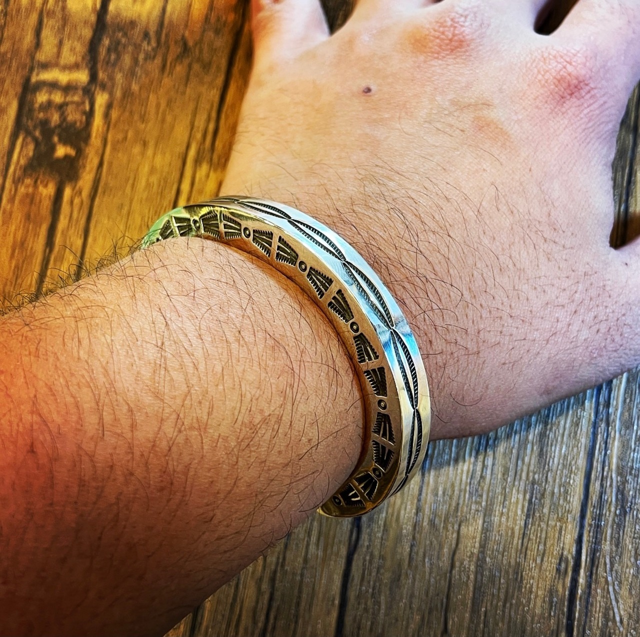 ハーマンスミス（Herman Smith）０ゲージスクエアーワイヤー　３面スタンプヘビーゲージバングル - 4